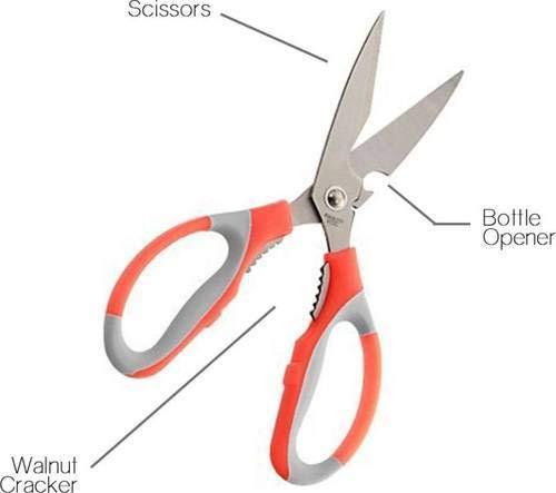 Multi-Function Kitchen Household for Vegetables, Fruit, Cheese & Meat Slices with Bottle Opener Stainless Steel Sea Food Scissor Multi-Function Kitchen Household for Vegetables, Fruit, Cheese & Meat Slices with Bottle Opener Stainless Steel Sea Food Scissor